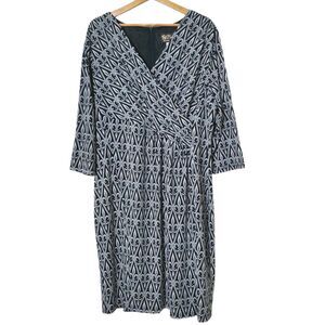 Bob Mackie Wearable Art Dress Size 1X Fleur De Lis Knee Length V-Neck Womens